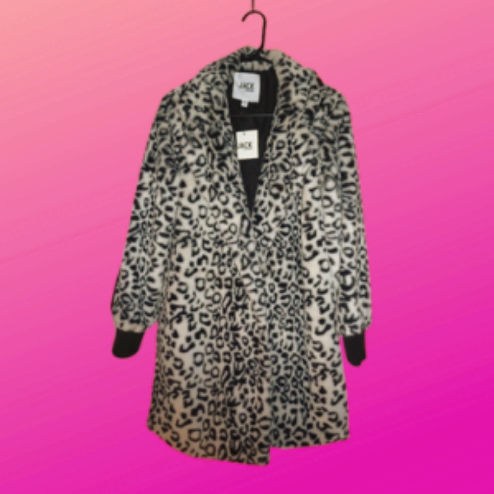 Faux Super Plush Fur Animal Print Coat NWOT